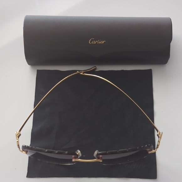 Cartier Unisex Gold Frame Sunglasses with Dark Lenses - Picture 3 of 5